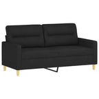 vidaXL Set Divani in Tessuto con Cuscini - Elegante Mobile Moderno per Soggiorno Interno, Salotto - Nero