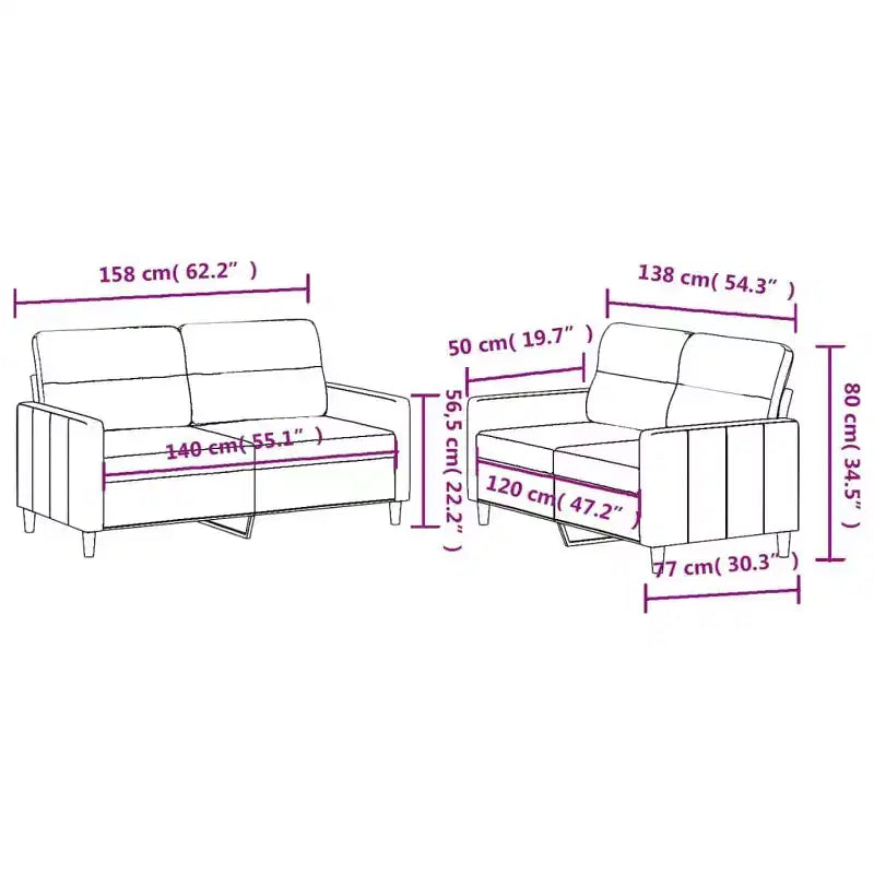 vidaXL Set Divani in Tessuto con Cuscini - Elegante Mobile Moderno per Soggiorno Interno, Salotto - Nero