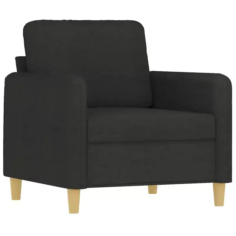 vidaXL Set Divani a 3 Pezzi in Tessuto Resistente Nero - Sedute Moderne e Comode con Generosa Profondità - Include Poltrona Singola, Divano a 2 Posti e Divano a 3 Posti
