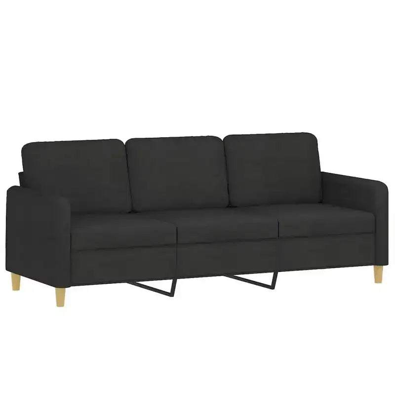 vidaXL Set Divani a 3 Pezzi in Tessuto Resistente Nero - Sedute Moderne e Comode con Generosa Profondità - Include Poltrona Singola, Divano a 2 Posti e Divano a 3 Posti