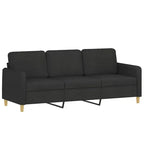 vidaXL Set Divani a 3 Pezzi in Tessuto Resistente Nero - Sedute Moderne e Comode con Generosa Profondità - Include Poltrona Singola, Divano a 2 Posti e Divano a 3 Posti