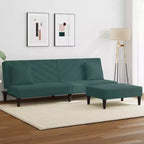 vidaXL Set Divano 2 pz. Convertibile/Divano Letto e Poggiapiedi, in Velluto Verde Scuro, per Soggiorno, Sala, Casa