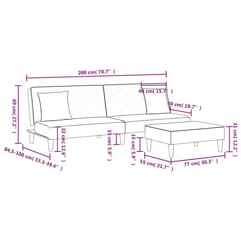 vidaXL Set Divano 2 pz. Convertibile/Divano Letto e Poggiapiedi, in Velluto Verde Scuro, per Soggiorno, Sala, Casa