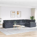 vidaXL Divano modulare grigio scuro in velluto (100% poliestere) a forma di L