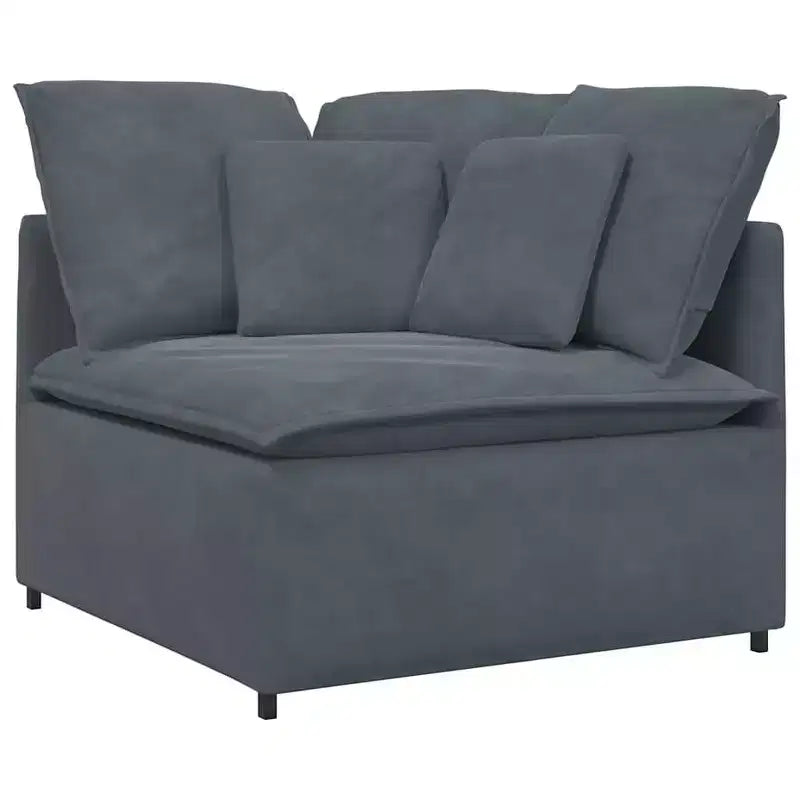 vidaXL Divano modulare grigio scuro in velluto (100% poliestere) a forma di L