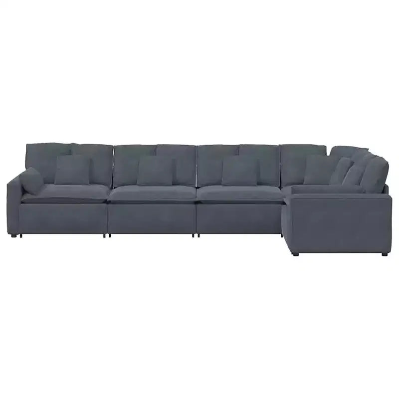 vidaXL Divano modulare grigio scuro in velluto (100% poliestere) a forma di L