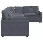 vidaXL Divano modulare grigio scuro in velluto (100% poliestere) a forma di L