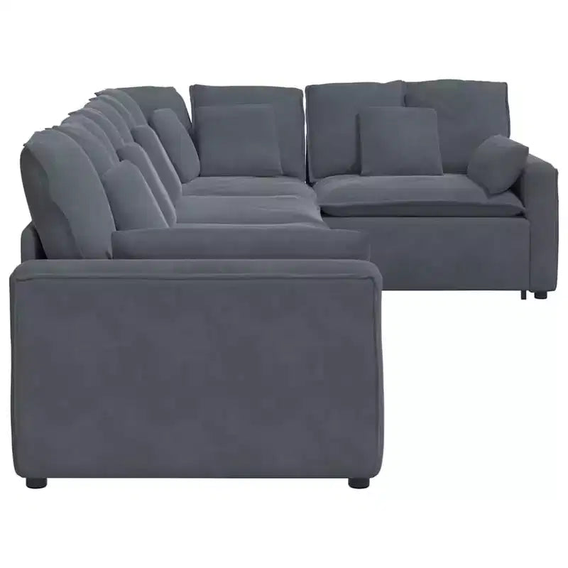 vidaXL Divano modulare grigio scuro in velluto (100% poliestere) a forma di L