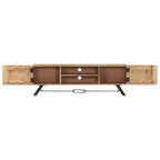 vidaXL Mobile TV, Mobile TV in legno massello di acacia con ante, Mobile TV rustico artigianale con scomparti, Supporto multimediale lucidato e laccato