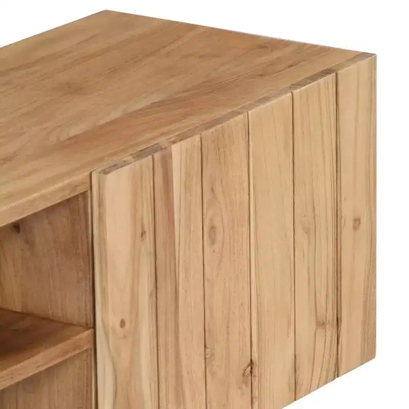 vidaXL Mobile TV, Mobile TV in legno massello di acacia con ante, Mobile TV rustico artigianale con scomparti, Supporto multimediale lucidato e laccato