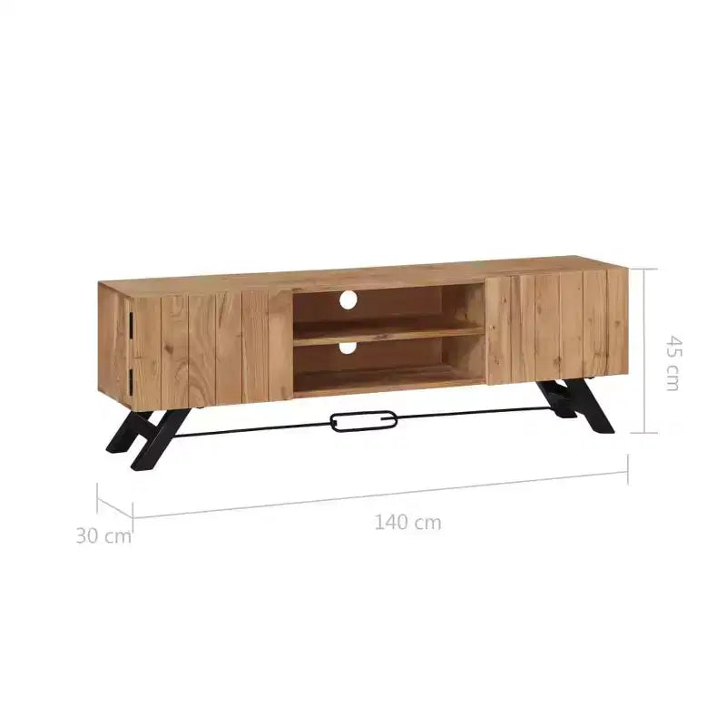 vidaXL Mobile TV, Mobile TV in legno massello di acacia con ante, Mobile TV rustico artigianale con scomparti, Supporto multimediale lucidato e laccato