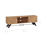 vidaXL Mobile TV, Mobile TV in legno massello di acacia con ante, Mobile TV rustico artigianale con scomparti, Supporto multimediale lucidato e laccato