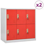 vidaXL Armadietti (2 pz) grigio chiaro e rosso in acciaio
