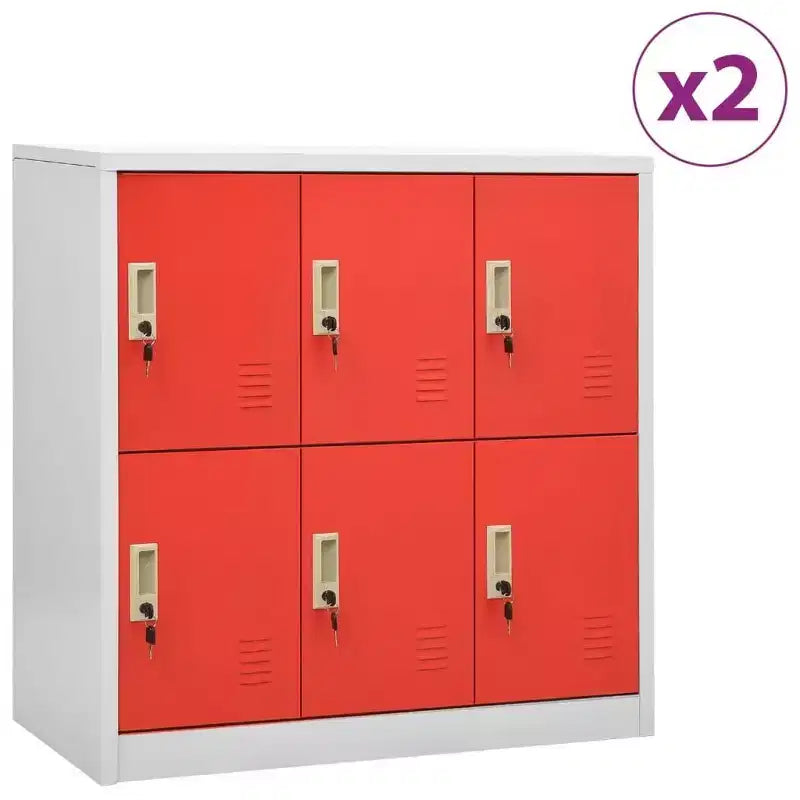 vidaXL Armadietti (2 pz) grigio chiaro e rosso in acciaio