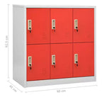 vidaXL Armadietti (2 pz) grigio chiaro e rosso in acciaio