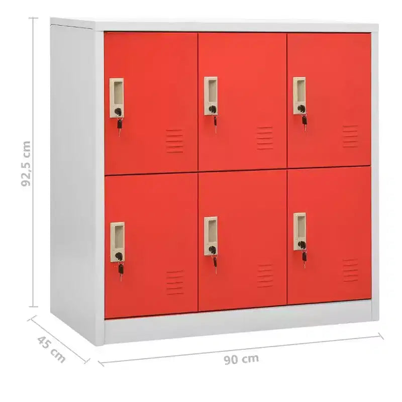 vidaXL Armadietti (2 pz) grigio chiaro e rosso in acciaio