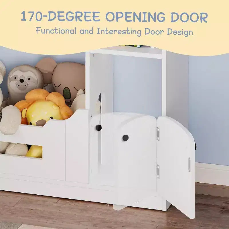 Libreria a 2 ripiani per bambini Acekool, organizer per libri e giocattoli a forma di casetta con luce con sensore di movimento, scaffale in legno per camera da letto o sala giochi
