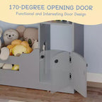 Libreria a 2 ripiani per bambini Acekool, organizer per libri e giocattoli a forma di casetta con luce con sensore di movimento, scaffale in legno per camera da letto o sala giochi