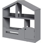 Libreria a 2 ripiani per bambini Acekool, organizer per libri e giocattoli a forma di casetta con luce con sensore di movimento, scaffale in legno per camera da letto o sala giochi