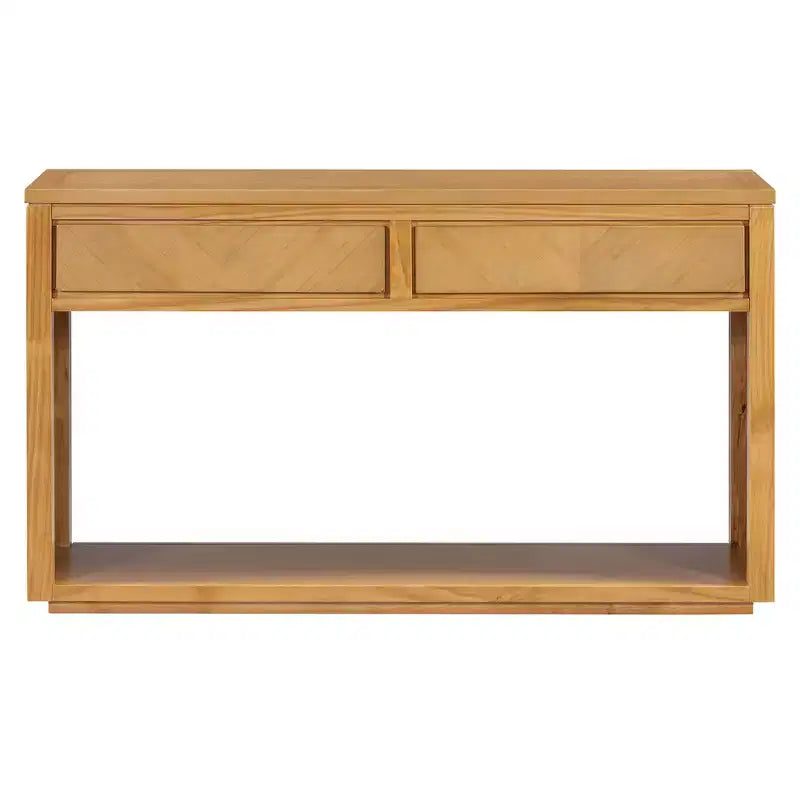 Consolle MAYEERTY in legno rustico con cassetti portaoggetti e ripiano aperto per ingresso soggiorno, colore naturale