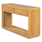 Consolle MAYEERTY in legno rustico con cassetti portaoggetti e ripiano aperto per ingresso soggiorno, colore naturale