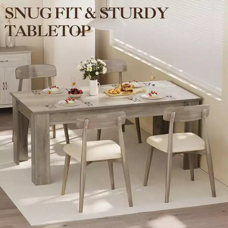 Tavolo da pranzo Tavolo da cucina rettangolare da 63 pollici per 4-6 persone, scrivania da conferenza in legno stile rustico con facile montaggio, grigio