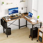 L-Shaped Computer Desk with CPU Storage Shelf and Side Bag 50 Inch Corner Gaming Office Writing Table with Metal Frame-50.00x 43.30 x 29.50(Rustic)