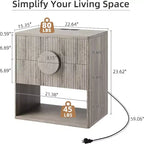 Comodino con ricarica scanalato | 2 cassetti + ripiano aperto | Tavolino moderno per camera da letto (Tonalità Legno, 2 pz)
