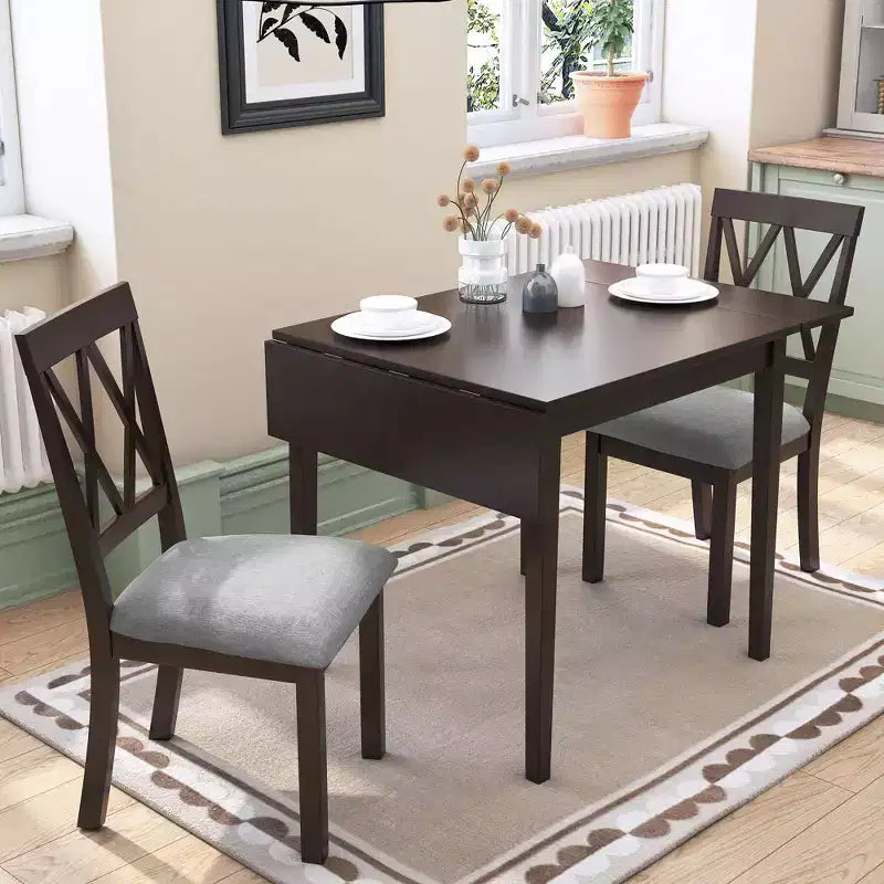 Tavolo da pranzo allungabile rettangolare Okak con gambe in legno di caucciù Tavolo da cucina per 4 persone Tavolo pieghevole per cucina, sala da pranzo