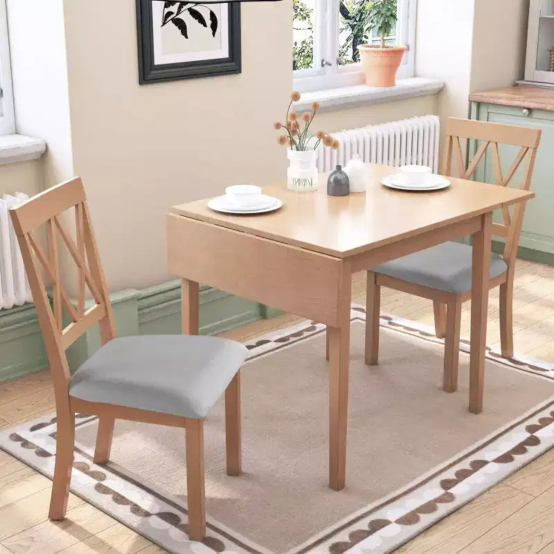 Tavolo da pranzo allungabile rettangolare Okak con gambe in legno di caucciù Tavolo da cucina per 4 persone Tavolo pieghevole per cucina, sala da pranzo
