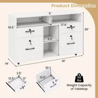 Costway Mobiletto Portadocumenti con Serratura a 4 Cassetti per Documenti Formato A4/Letter, Ripiano Regolabile, Bianco/Nero