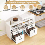 Costway Mobiletto Portadocumenti con Serratura a 4 Cassetti per Documenti Formato A4/Letter, Ripiano Regolabile, Bianco/Nero