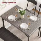 Set tavolo da pranzo per 4 persone, Tavolo da cucina con sedie per 4 persone, Set tavolo da pranzo rettangolare in legno con panca imbottita per piccoli spazi, Appartamento