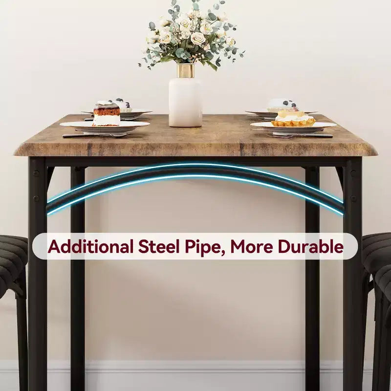 Set tavolo da pranzo per 4 persone, Tavolo da cucina con sedie per 4 persone, Set tavolo da pranzo rettangolare in legno con panca imbottita per piccoli spazi, Appartamento