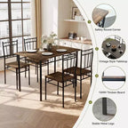 Dyonery Set da Pranzo 5 Pezzi, Tavolo da Cucina in Legno e Sedie per Piccoli Spazi, Angolo Colazione