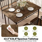 Dyonery Set da Pranzo 5 Pezzi, Tavolo da Cucina in Legno e Sedie per Piccoli Spazi, Angolo Colazione