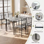 Dyonery Set da Pranzo 5 Pezzi, Tavolo da Cucina in Legno e Sedie per Piccoli Spazi, Angolo Colazione