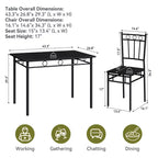 Dyonery Set da Pranzo 5 Pezzi, Tavolo da Cucina in Legno e Sedie per Piccoli Spazi, Angolo Colazione