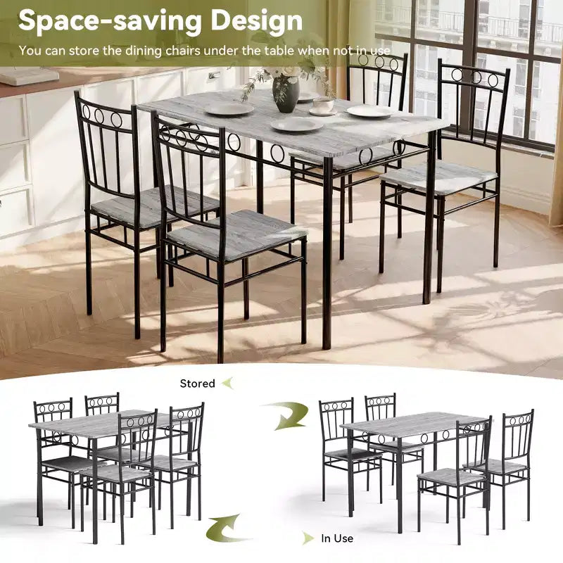 Dyonery Set da Pranzo 5 Pezzi, Tavolo da Cucina in Legno e Sedie per Piccoli Spazi, Angolo Colazione