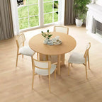 Tavolo da pranzo rotondo in rattan color legno da 46 pollici per 4-6 persone, adatto per sala da pranzo e soggiorno