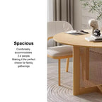 Tavolo da pranzo rotondo in rattan color legno da 46 pollici per 4-6 persone, adatto per sala da pranzo e soggiorno