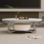 ATJafurn Tavolino Moderno Ovale da 47.2'' Lusso, con Piano in Finto Marmo e Base in Acciaio Inox