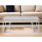 HomeRoots 47 Tavolino da Salotto con Struttura in Metallo, Legno di Quercia e Argento