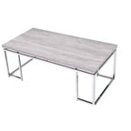 HomeRoots 47 Tavolino da Salotto con Struttura in Metallo, Legno di Quercia e Argento