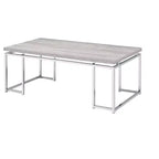 HomeRoots 47 Tavolino da Salotto con Struttura in Metallo, Legno di Quercia e Argento