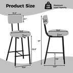 GustoWave Sgabelli da bar set da 2, sgabelli da bar moderni con schienale, sgabelli da isola con altezza seduta di 56 cm e gambe in metallo per bar, cucina