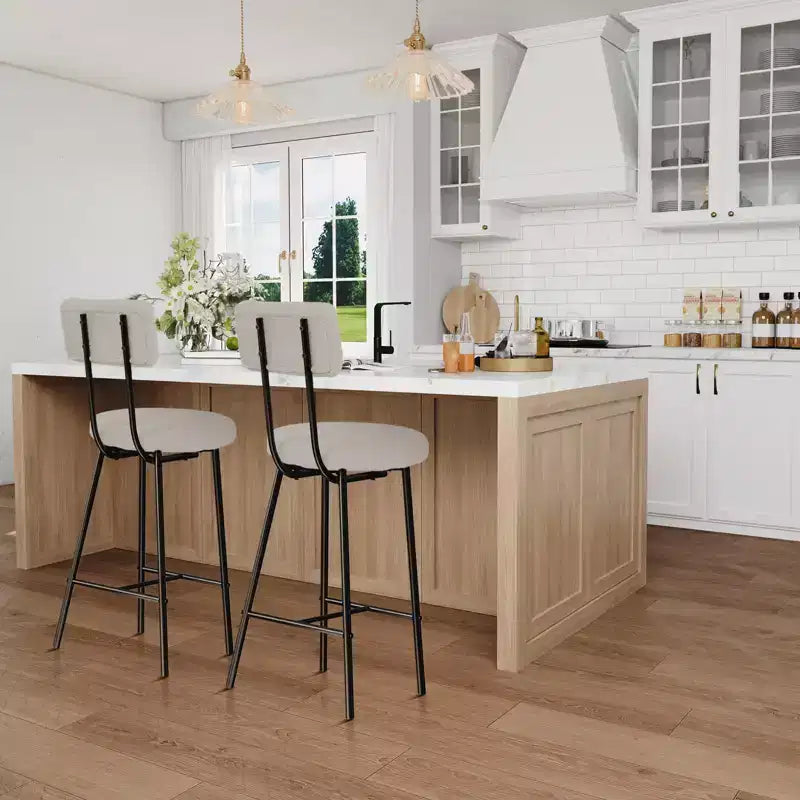 GustoWave Sgabelli da bar set da 2, sgabelli da bar moderni con schienale, sgabelli da isola con altezza seduta di 56 cm e gambe in metallo per bar, cucina