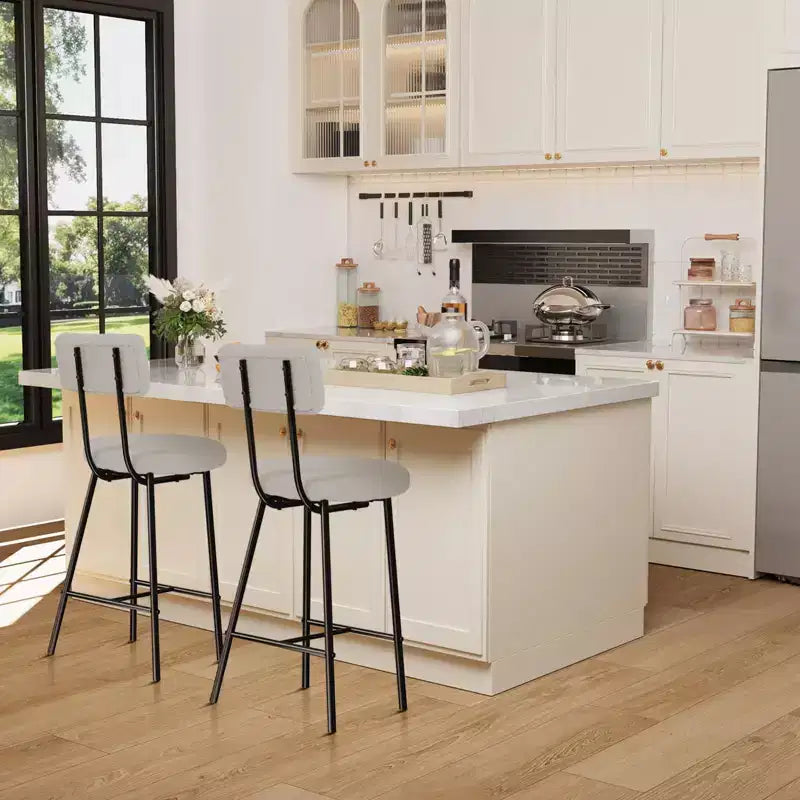 GustoWave Sgabelli da bar set da 2, sgabelli da bar moderni con schienale, sgabelli da isola con altezza seduta di 56 cm e gambe in metallo per bar, cucina