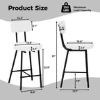 GustoWave Sgabelli da bar set da 2, sgabelli da bar moderni con schienale, sgabelli da isola con altezza seduta di 56 cm e gambe in metallo per bar, cucina