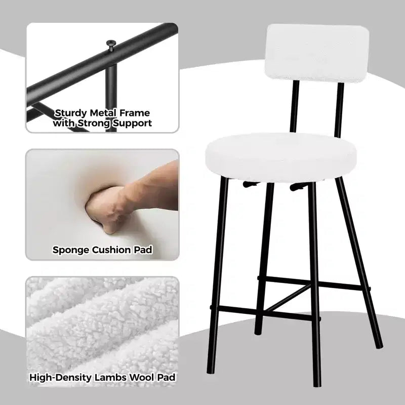 GustoWave Sgabelli da bar set da 2, sgabelli da bar moderni con schienale, sgabelli da isola con altezza seduta di 56 cm e gambe in metallo per bar, cucina